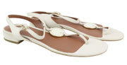 EMPORIO ARMANI X3Q065 Women Sandals EU37 White Leather Flats Logo Print RRP€212