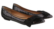 EMPORIO ARMANI X3D230 Women Flats EU37 Black Shiny Sequin Pointed Toe Ballerina