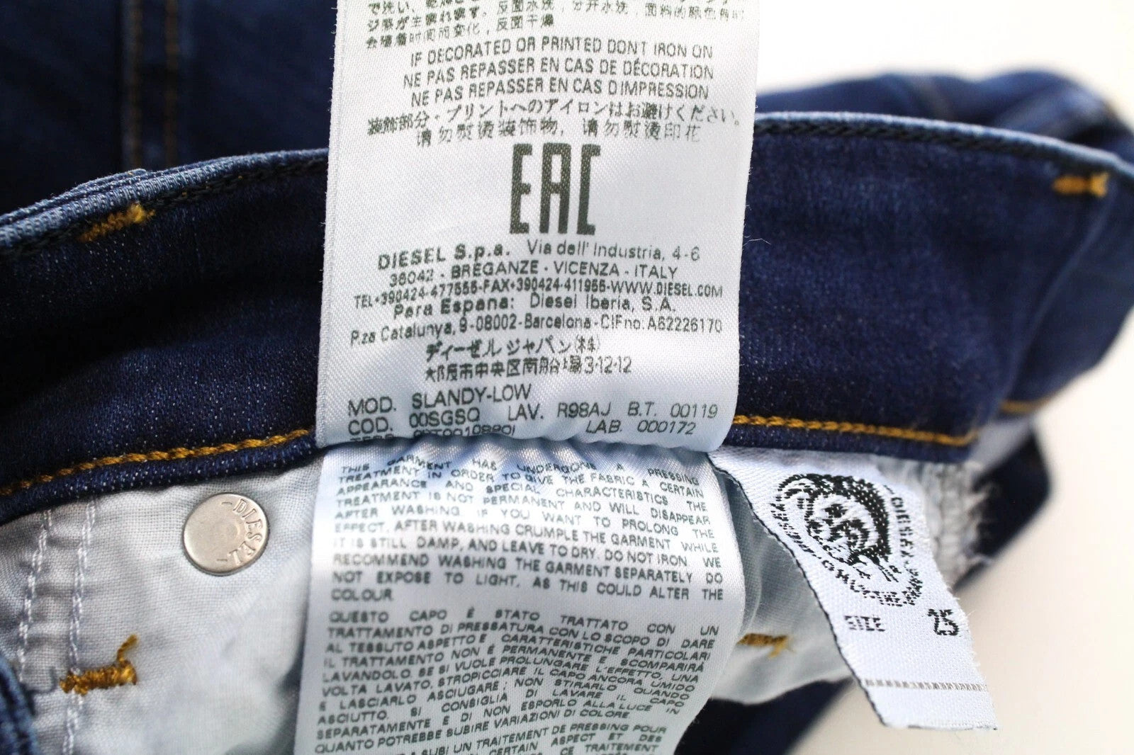 DIESEL Slandy-Low R98AJ Women's W25/L32 Slim Skinny Blue Stretch Fit Jeans