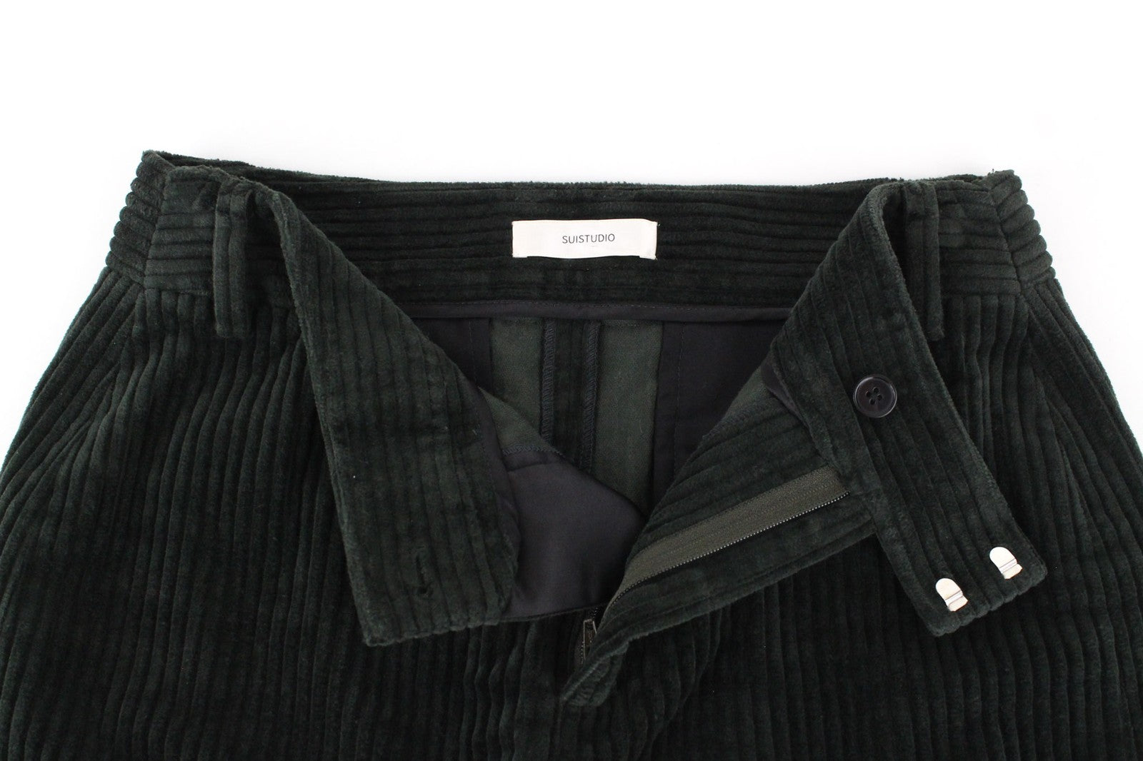 SUISTUDIO Women's Mini Skirt W29 Corduroy Dark Green Casual Short Style