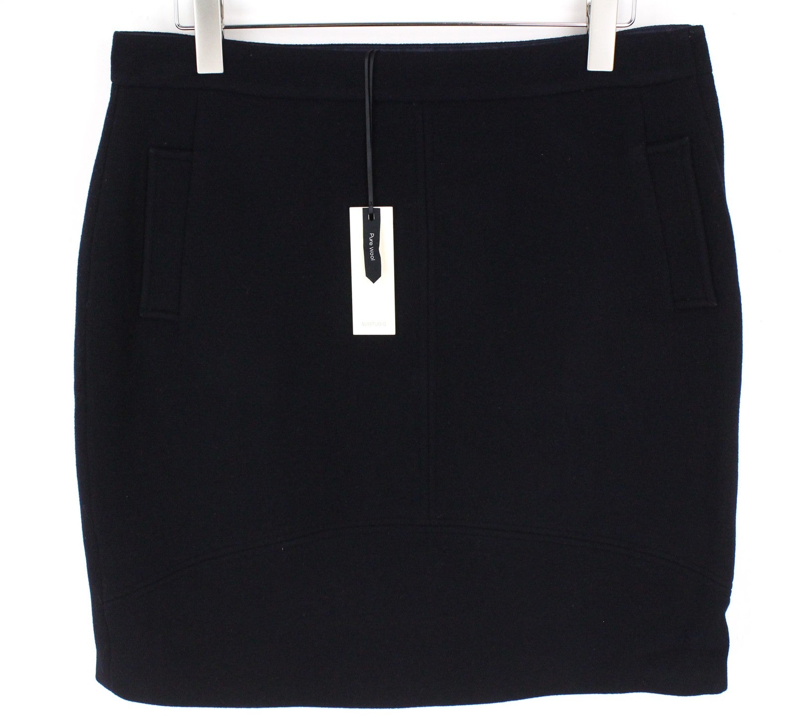 SUISTUDIO Aspen Women's Skirt UK18 Navy Blue Wool Classic Short Formal