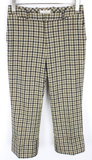 SUISTUDIO Robin Women's UK10 Cropped Pure Wool Pleated Grey Checked Pants