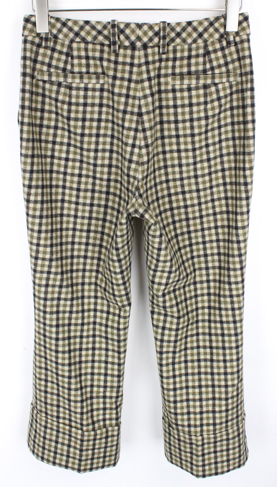 SUISTUDIO Robin Women's UK10 Cropped Pure Wool Pleated Grey Checked Pants