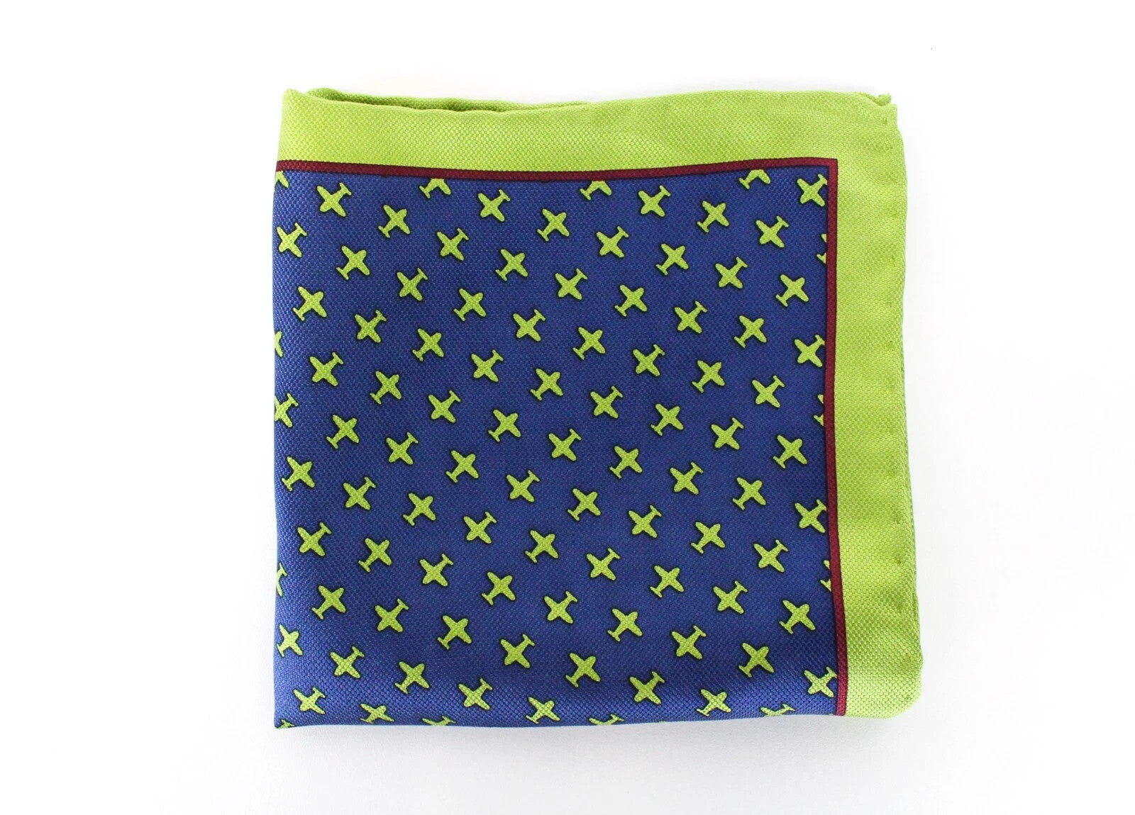 SUITSUPPLY Men's Pocket Square 33x33 Blue Silk Plain Pattern Handkerchief