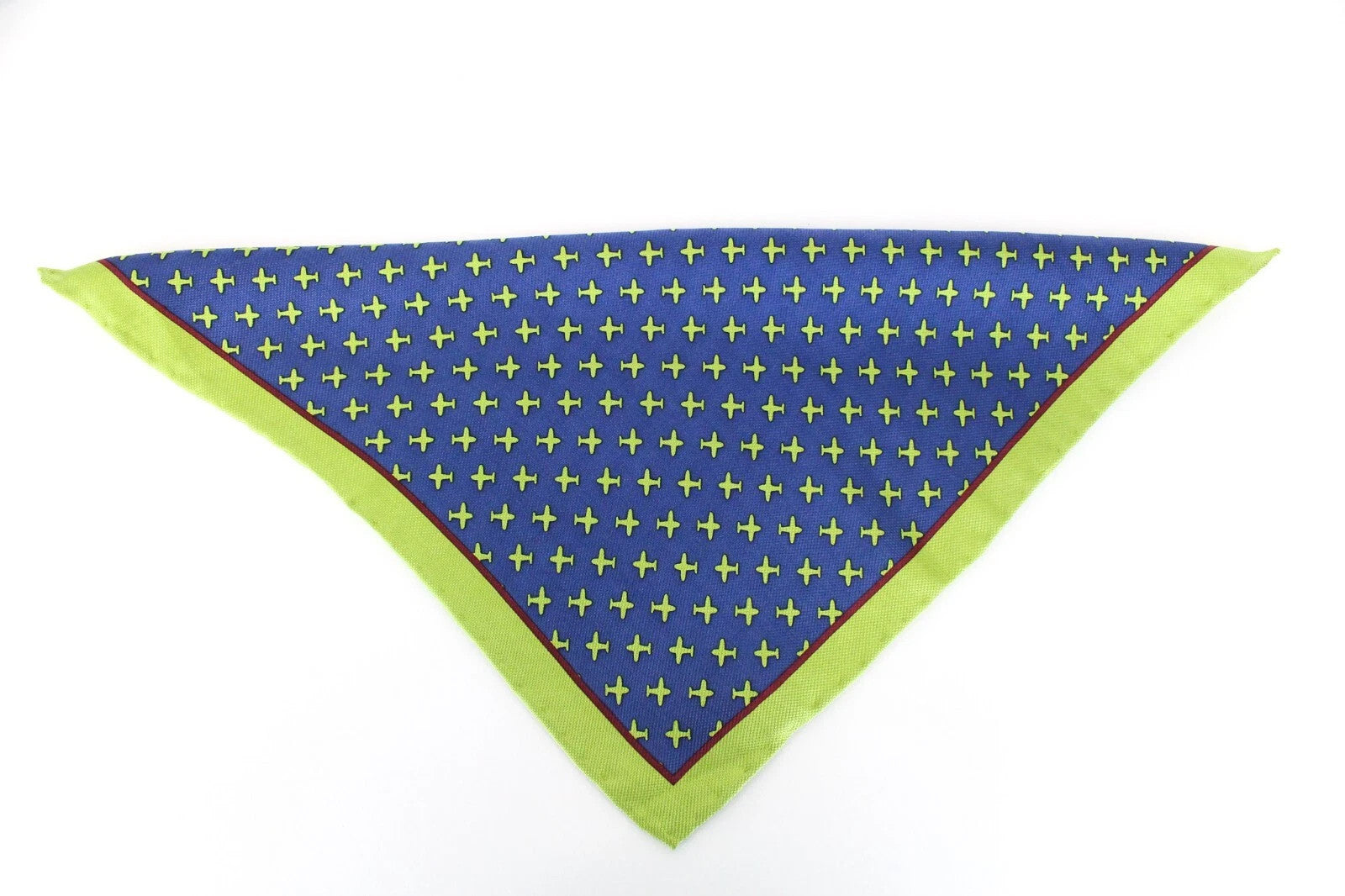 SUITSUPPLY Men's Pocket Square 33x33 Blue Silk Plain Pattern Handkerchief