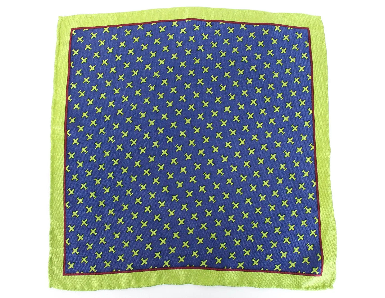 SUITSUPPLY Men's Pocket Square 33x33 Blue Silk Plain Pattern Handkerchief