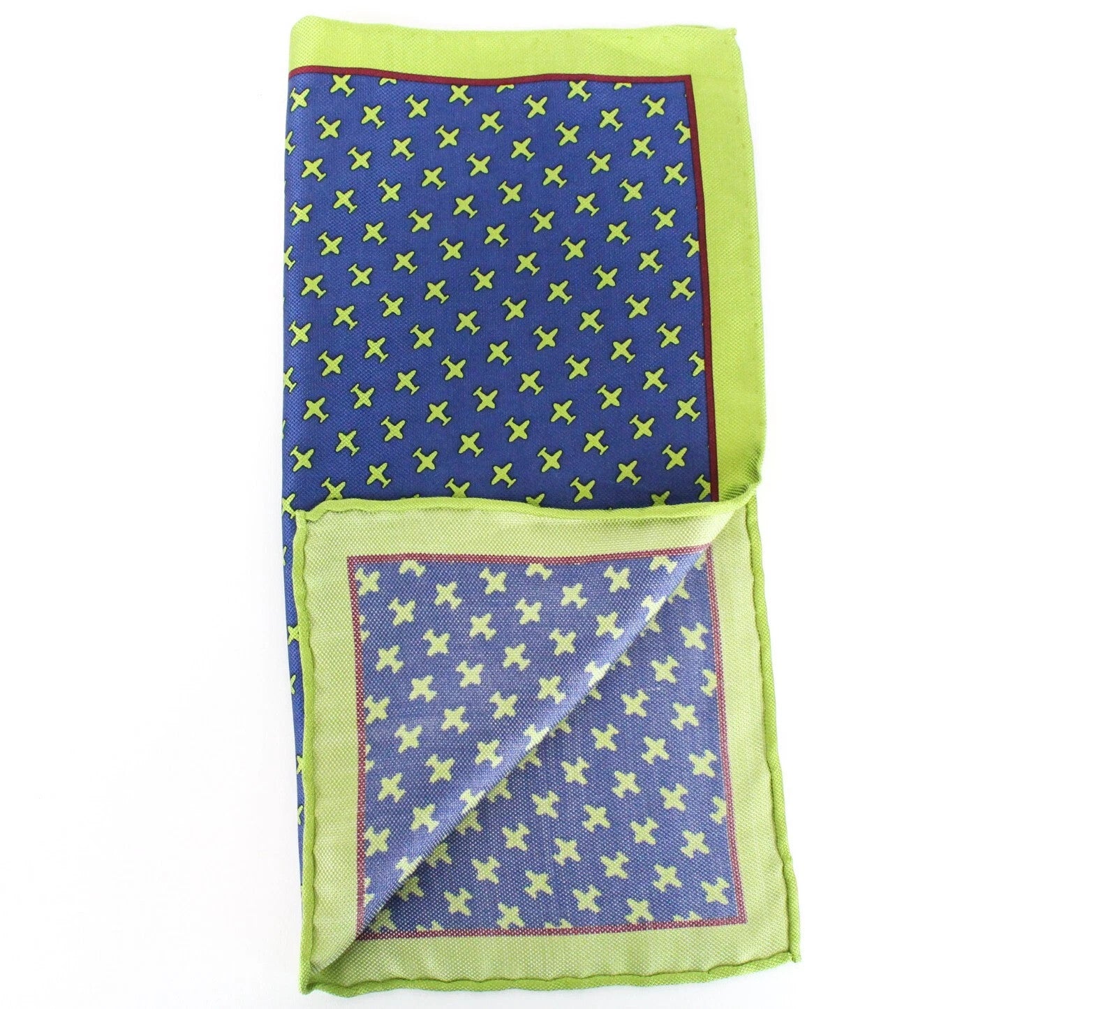 SUITSUPPLY Men's Pocket Square 33x33 Blue Silk Plain Pattern Handkerchief