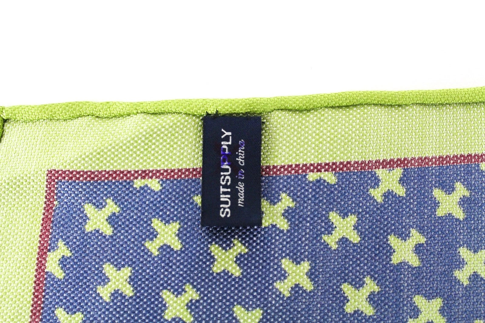 SUITSUPPLY Men's Pocket Square 33x33 Blue Silk Plain Pattern Handkerchief