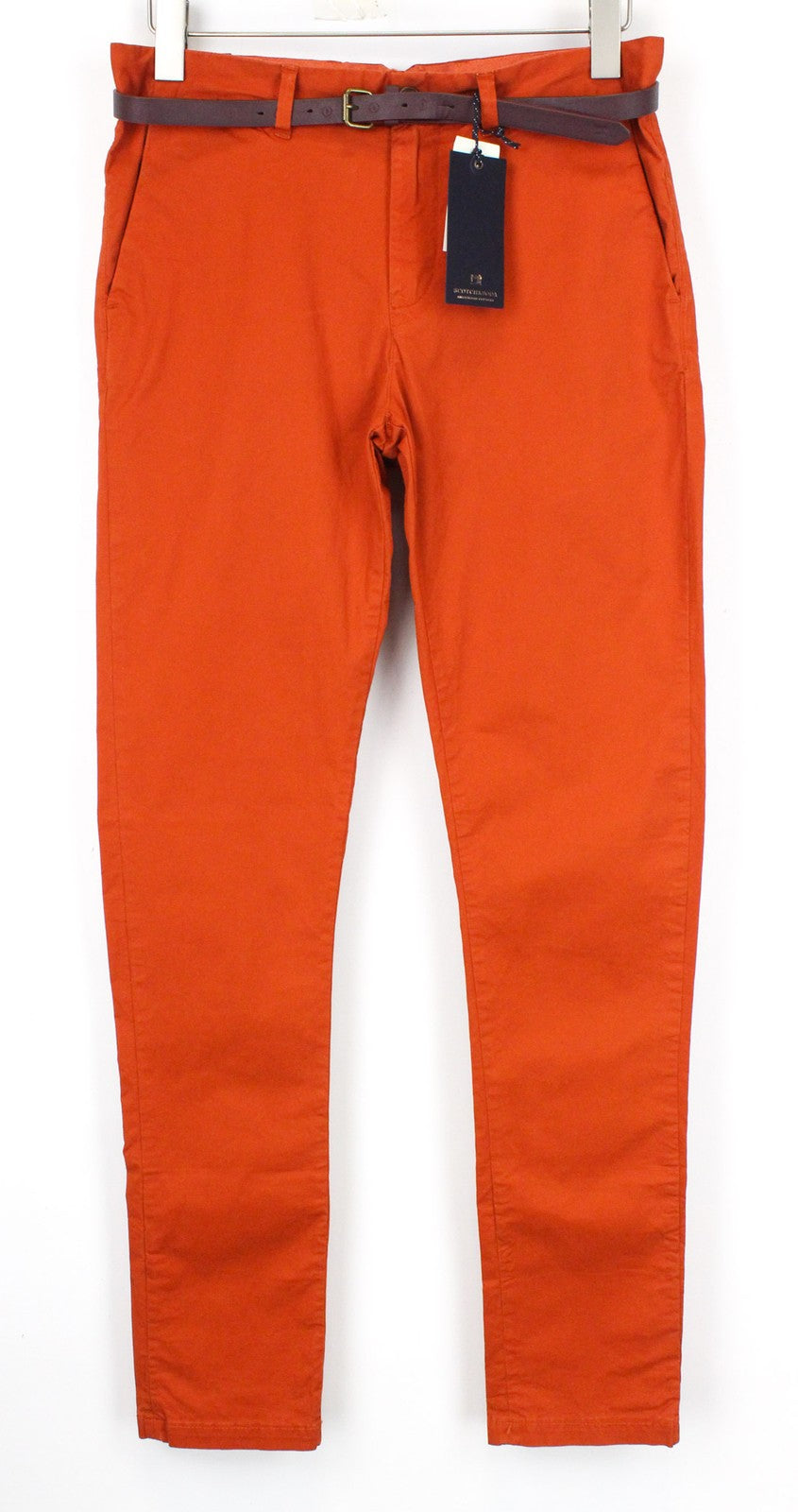 SCOTCH & SODA Stuart Men's W28/L32 Slim Orange Belted Cotton Stretch Pants
