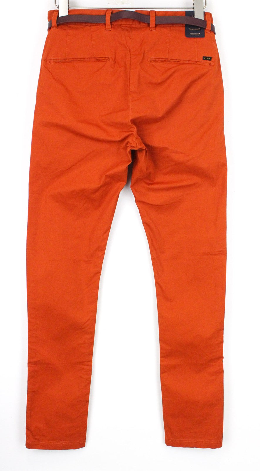 SCOTCH & SODA Stuart Men's W28/L32 Slim Orange Belted Cotton Stretch Pants