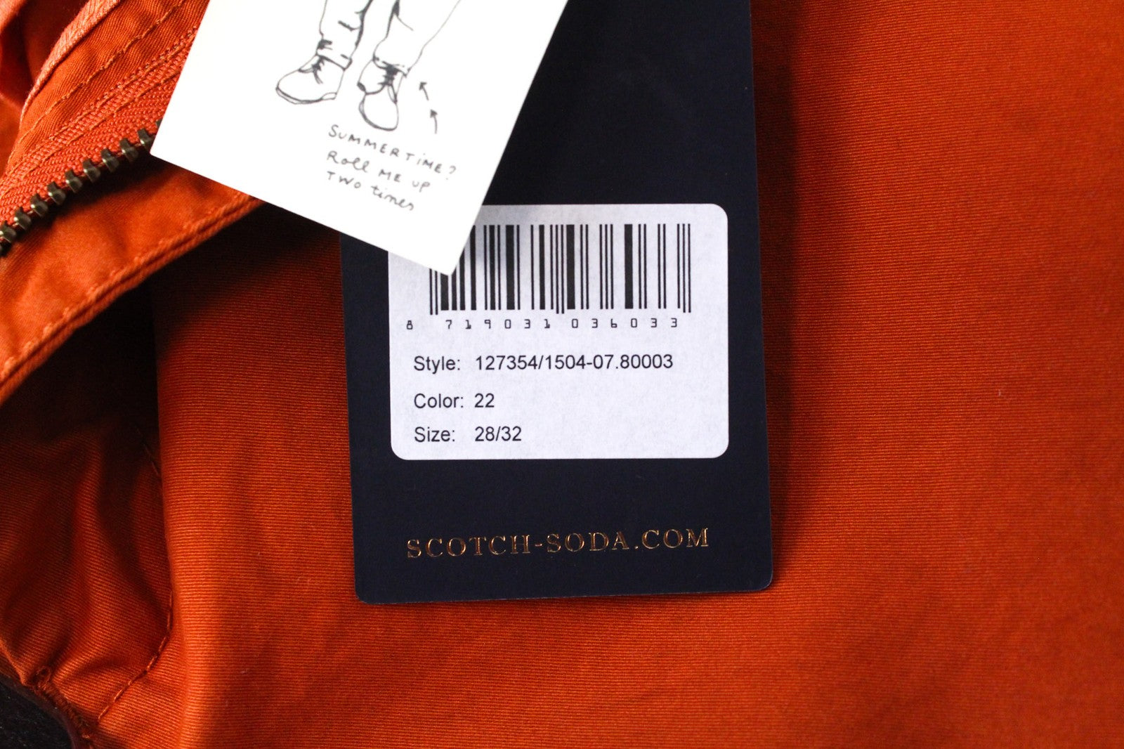 SCOTCH & SODA Stuart Men's W28/L32 Slim Orange Belted Cotton Stretch Pants