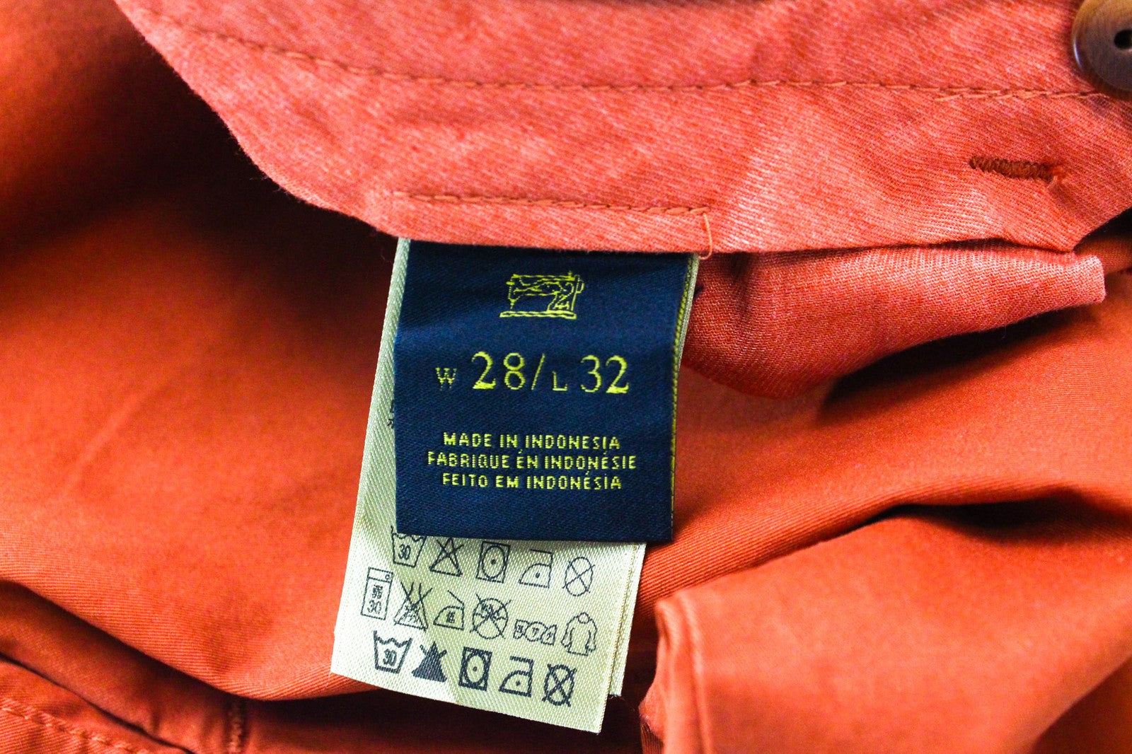 SCOTCH & SODA Stuart Men's W28/L32 Slim Orange Belted Cotton Stretch Pants