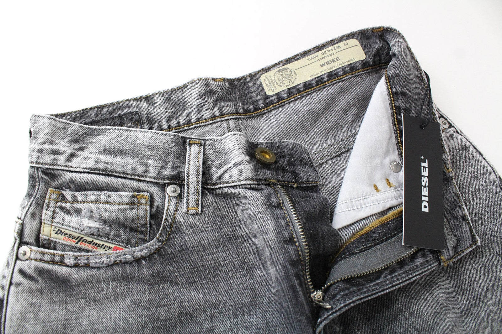 DIESEL Widee 8880X Women's W24 Straight Washed Grey Fit Cotton Girls Jeans