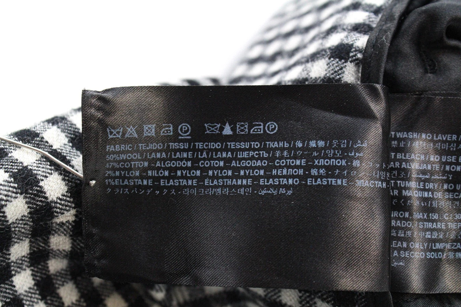 SUISTUDIO Lane Women's UK12S Checked Black White Wool Cotton Stretch Pants