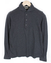 SUITSUPPLY Men's Grey Cutaway Shirt 37/38 Extra Slim Long Sleeve Cotton Polo