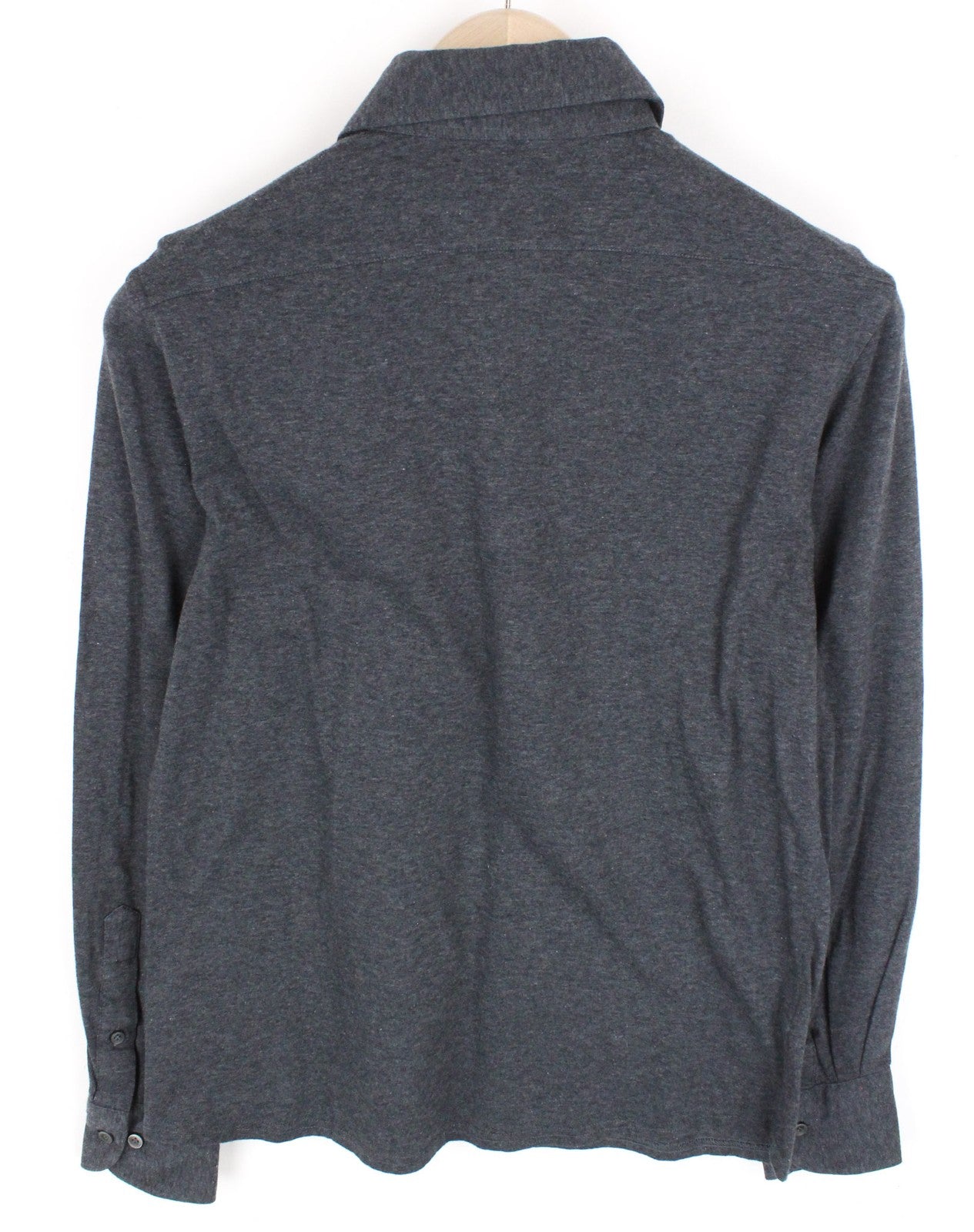 SUITSUPPLY Men's Grey Cutaway Shirt 37/38 Extra Slim Long Sleeve Cotton Polo