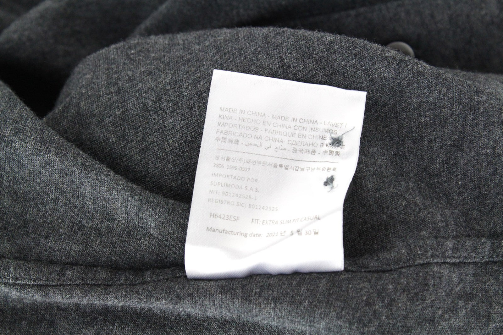 SUITSUPPLY Men's Grey Cutaway Shirt 37/38 Extra Slim Long Sleeve Cotton Polo