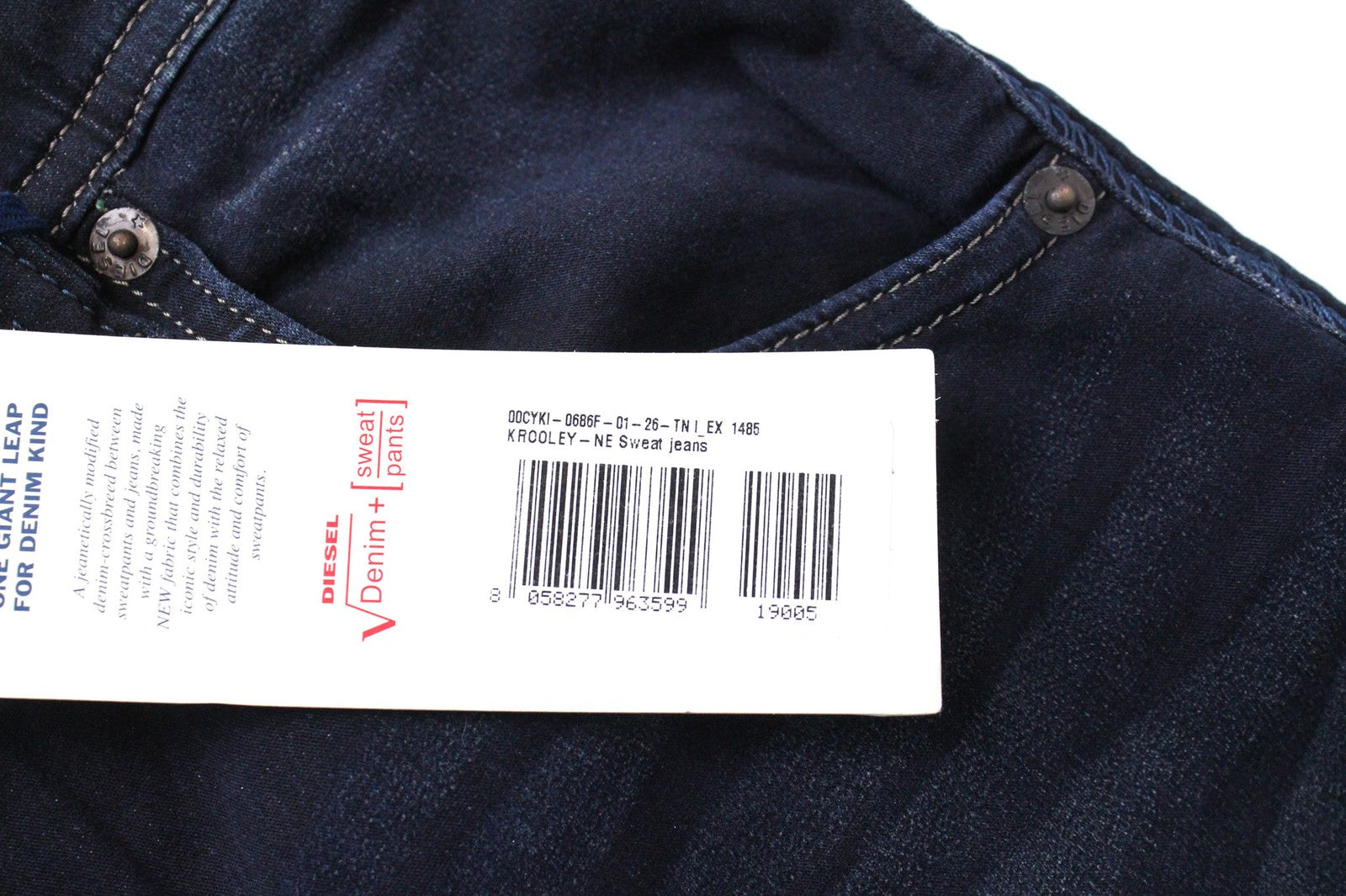 DIESEL Krooley-NE 0686F Boys W26 Jogg Slim Carrot Blue Cotton Sweat Jeans