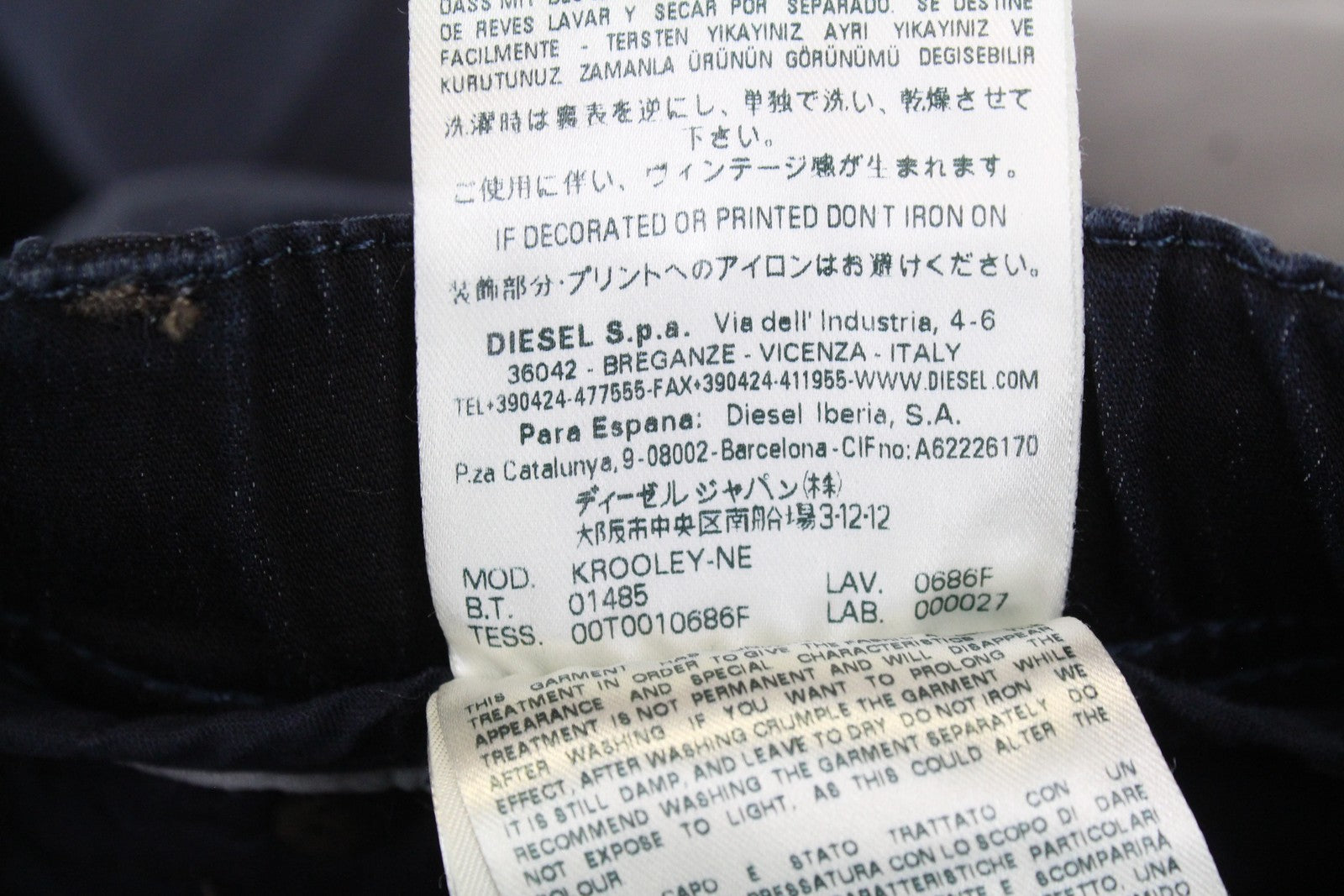 DIESEL Krooley-NE 0686F Boys W26 Jogg Slim Carrot Blue Cotton Sweat Jeans