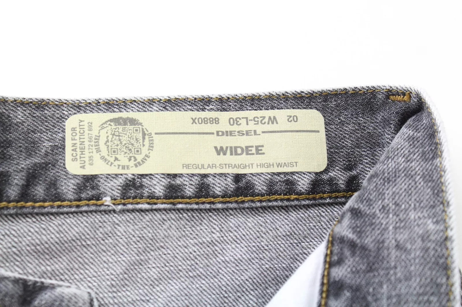 DIESEL Widee 8880X Women's W25 Straight Fit Washed Grey Pure Cotton Jeans