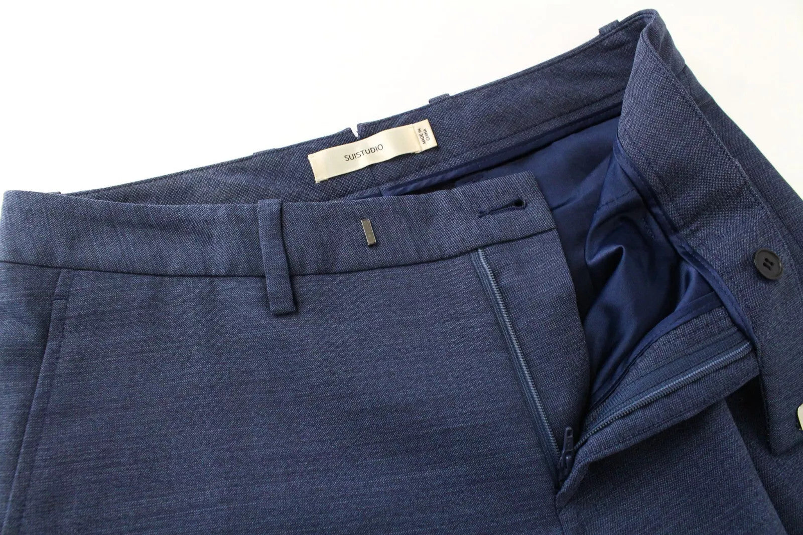 SUISTUDIO Robin Women's UK8R Pleated Blue Classic Formal Fit Trousers