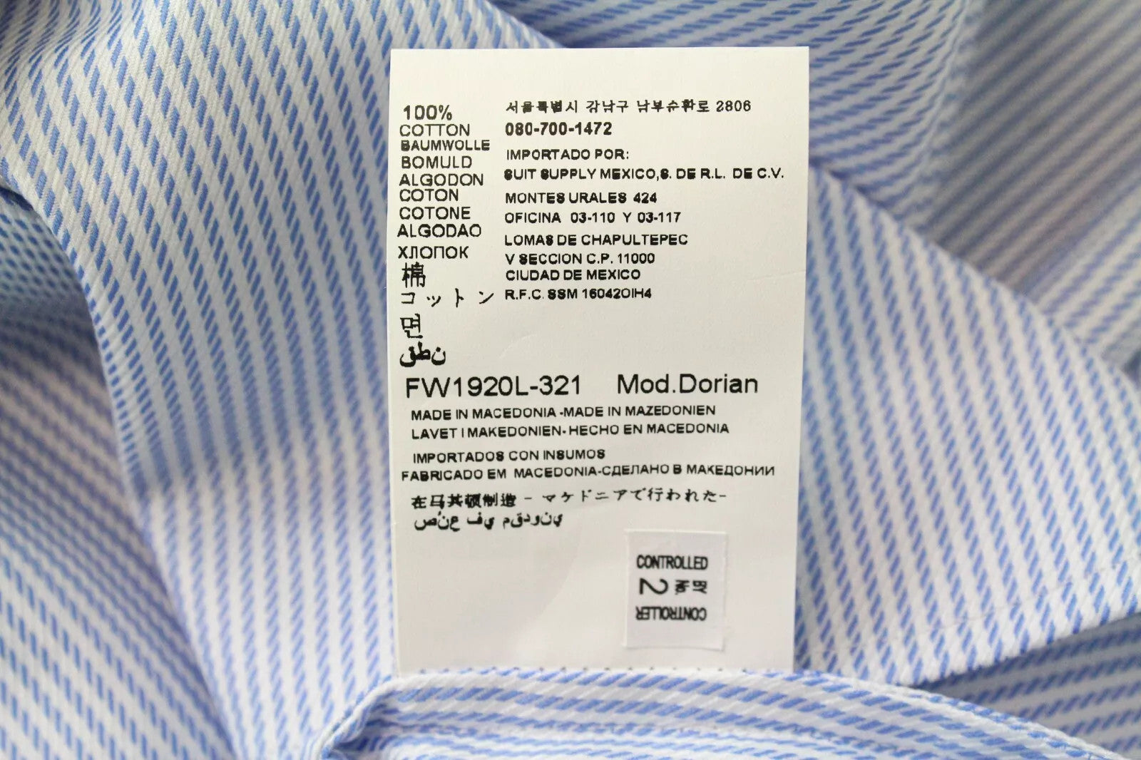 SUISTUDIO Dorian Women's EU34R Sleeveless Formal Striped Blue Cotton Shirt