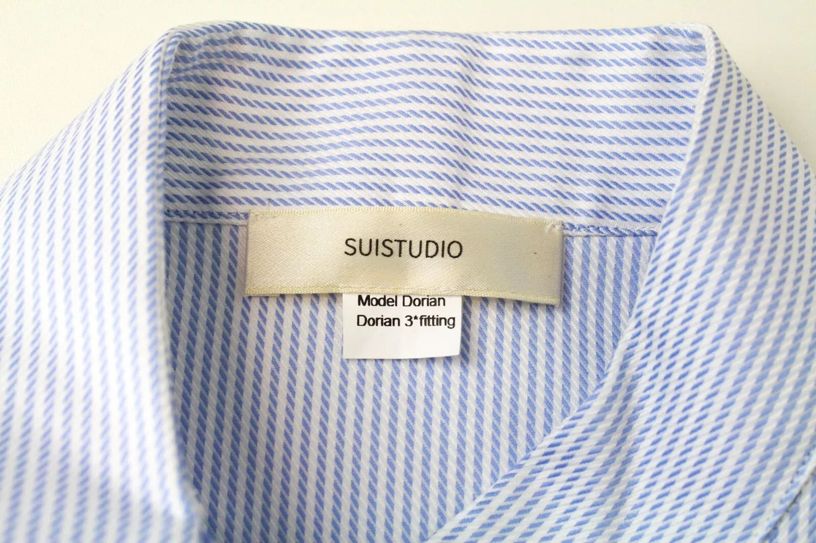 SUISTUDIO Dorian Women's EU34R Sleeveless Formal Striped Blue Cotton Shirt