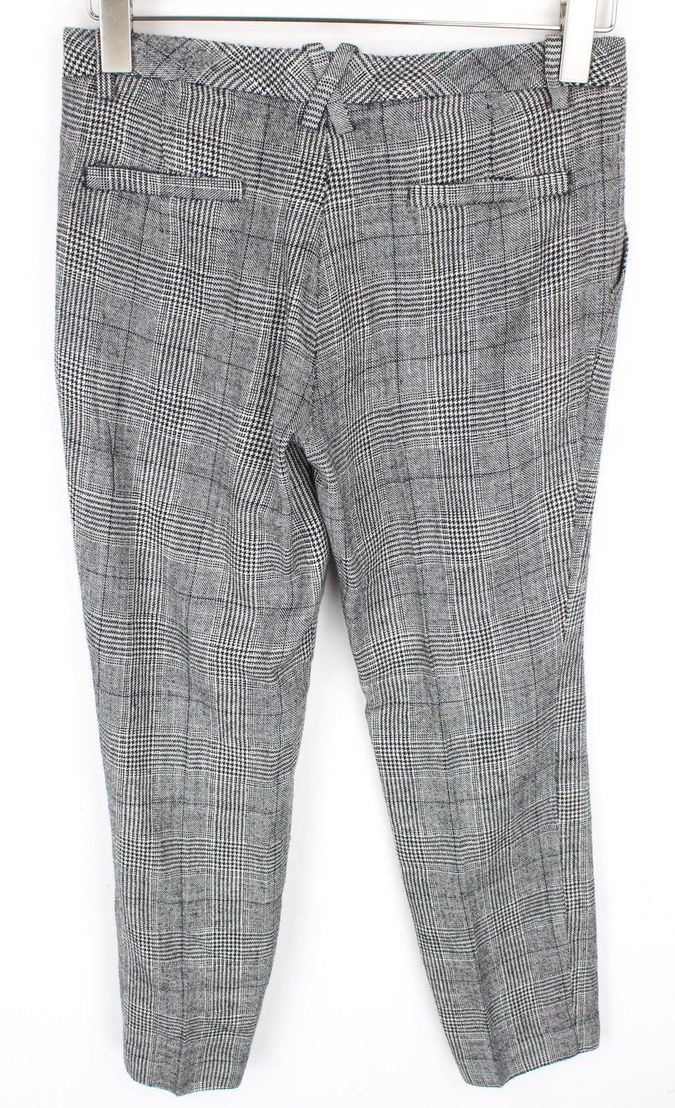 SUISTUDIO Women's UK10S Grey Checked Pleated Wool Silk Linen Blend Trousers