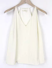 SUISTUDIO Rickie Women's Top UK8 Off-White Silk Pullover V-Neck Lined