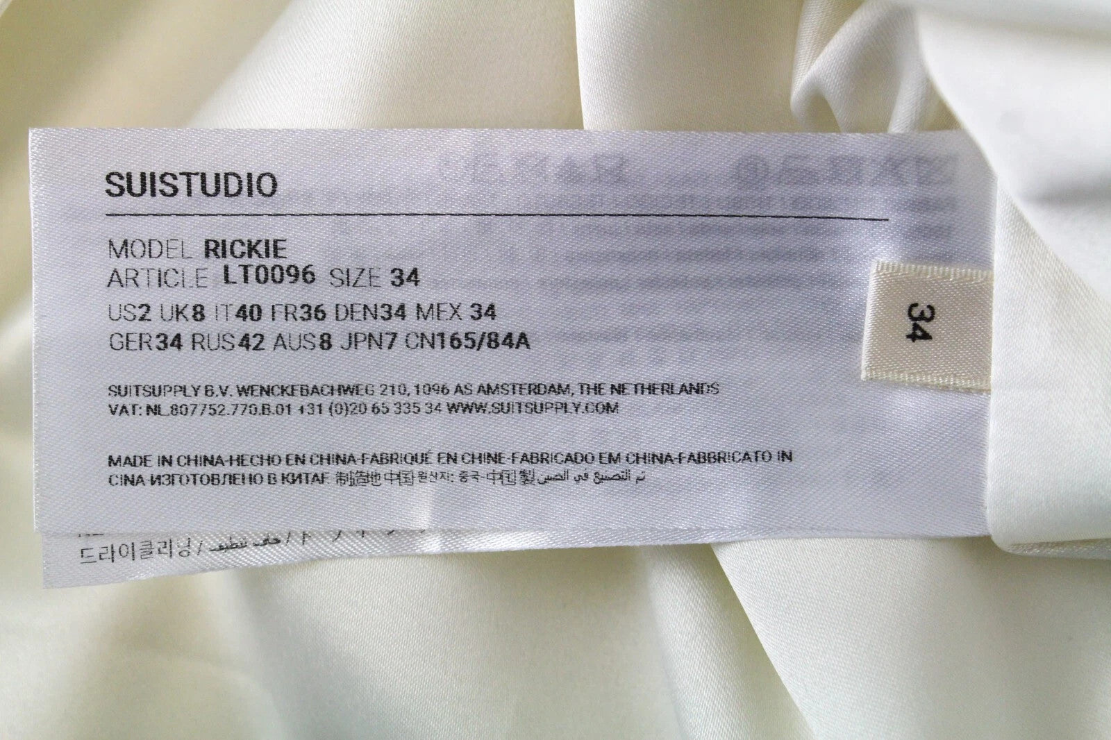 SUISTUDIO Rickie Women's Top UK8 Off-White Silk Pullover V-Neck Lined