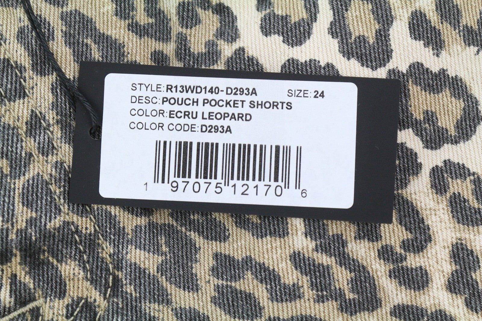 R13 Pouch Pocket Women Shorts 24 Denim Rigid Leopard Print Buttoned RRP$1029