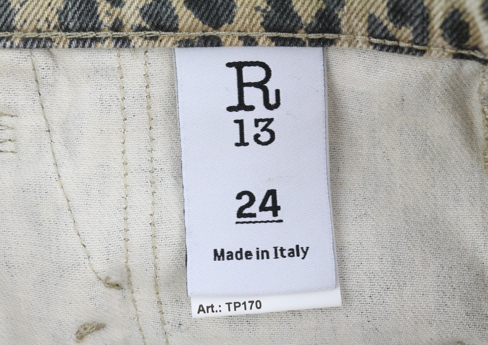 R13 Pouch Pocket Women Shorts 24 Denim Rigid Leopard Print Buttoned RRP$1029