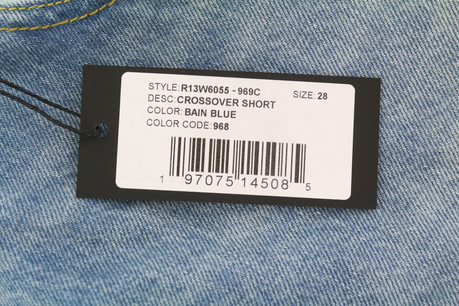 R13 Cross Over Women Shorts 28 Washed Denim Blue Asymmetrical Distress RRP€599