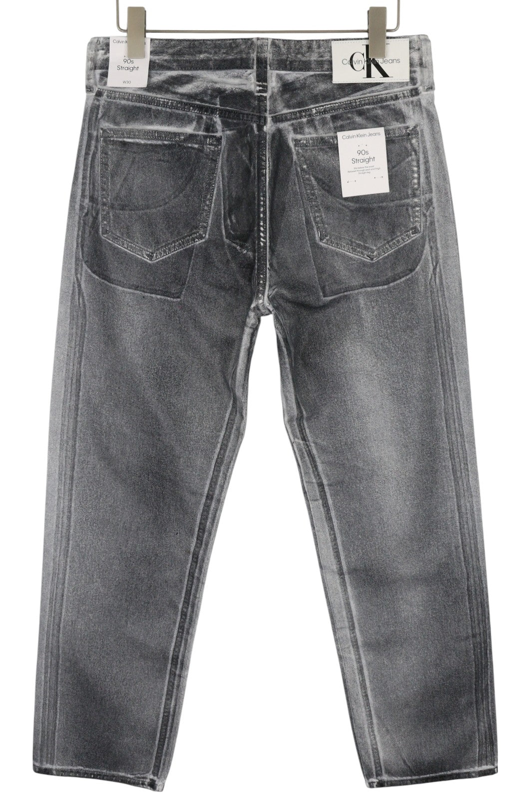 CALVIN KLEIN 90's Straight Men Jeans W30 Grey Washed Coated Zip Fly RRP€169