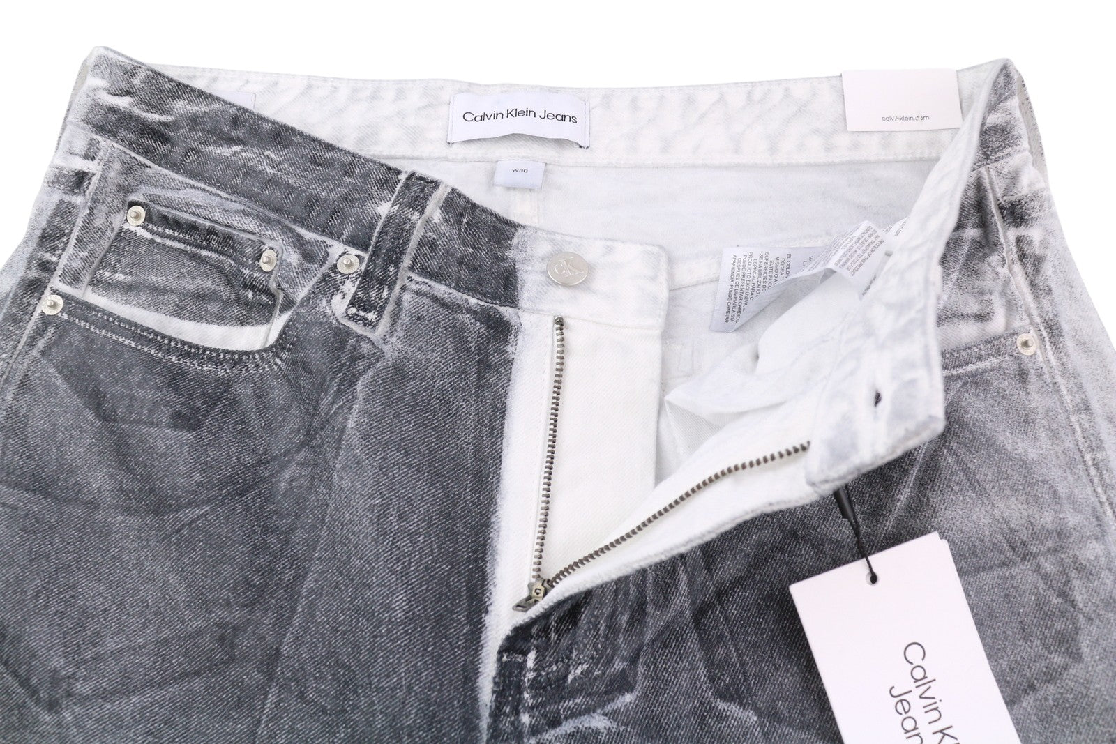 CALVIN KLEIN 90's Straight Men Jeans W30 Grey Washed Coated Zip Fly RRP€169