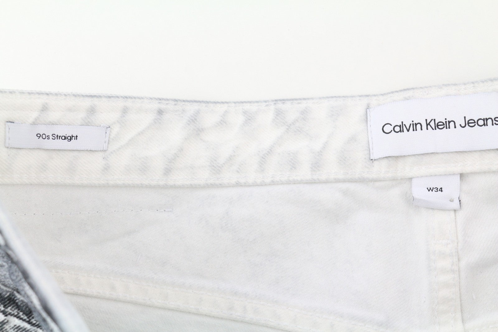 CALVIN KLEIN 90's Straight Men Jeans W34 Grey Washed Coated Zip Fly RRP€169