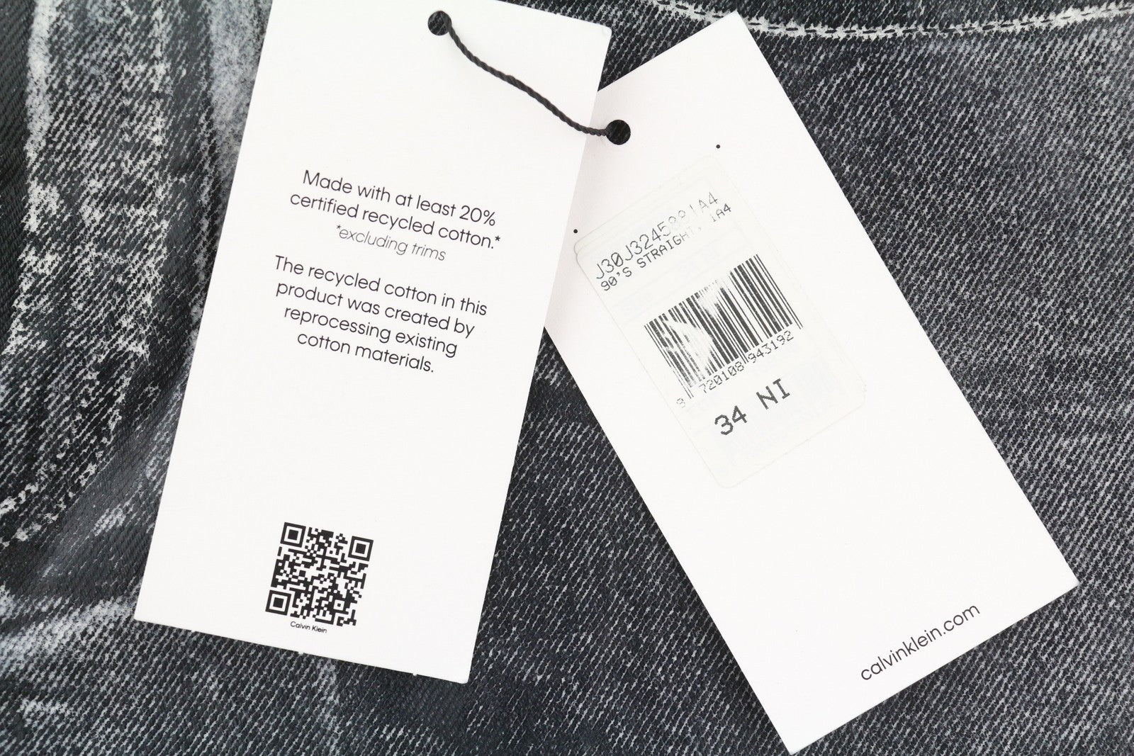 CALVIN KLEIN 90's Straight Men Jeans W34 Grey Washed Coated Zip Fly RRP€169