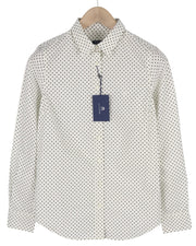 GANT Stretch Broadcloth Dot Women Shirt EU36 White Button-Up Spread Neck Casual