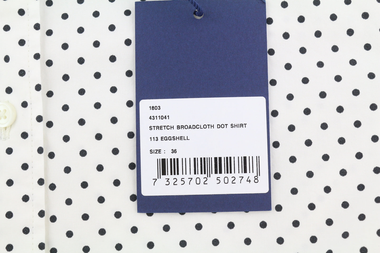 GANT Stretch Broadcloth Dot Women Shirt EU36 White Button-Up Spread Neck Casual