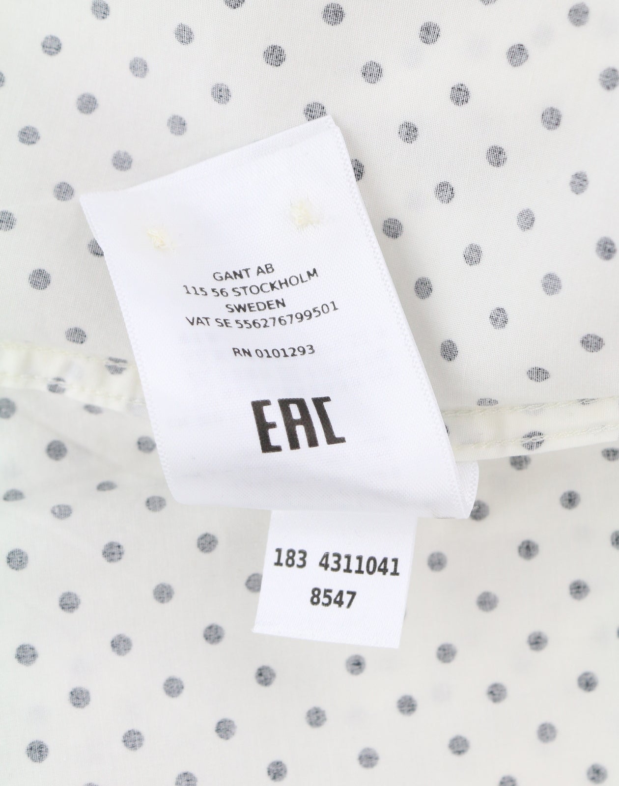 GANT Stretch Broadcloth Dot Women Shirt EU34 White Button Up Spread Neck Casual