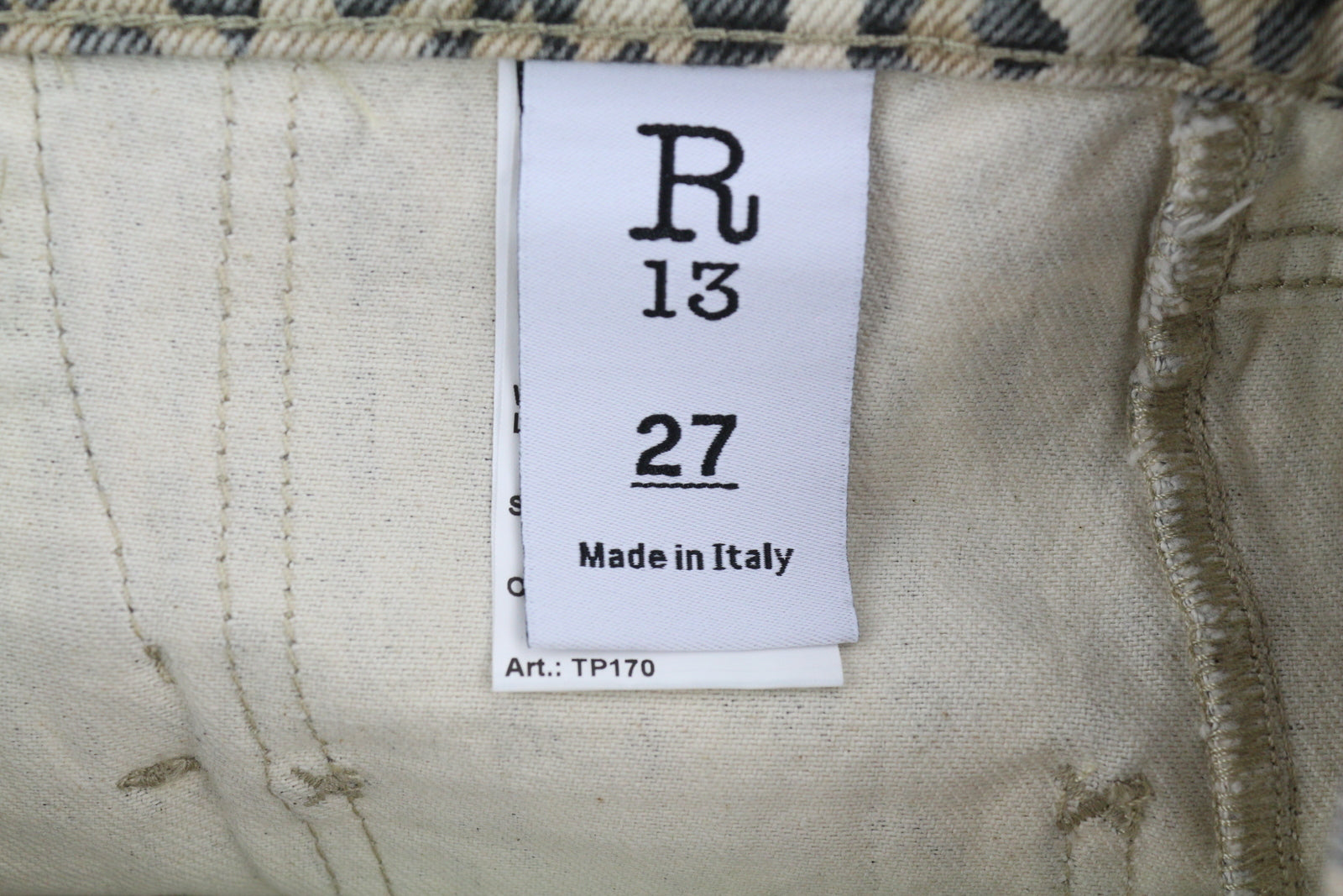 R13 Pouch Pocket Women Shorts 27 Denim Rigid Leopard Print Turn-Up RRP$1029