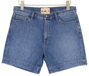 PLAN C Women Shorts 38 Washed Denim Blue Zip Fly Cotton Pockets Casual RRP€389