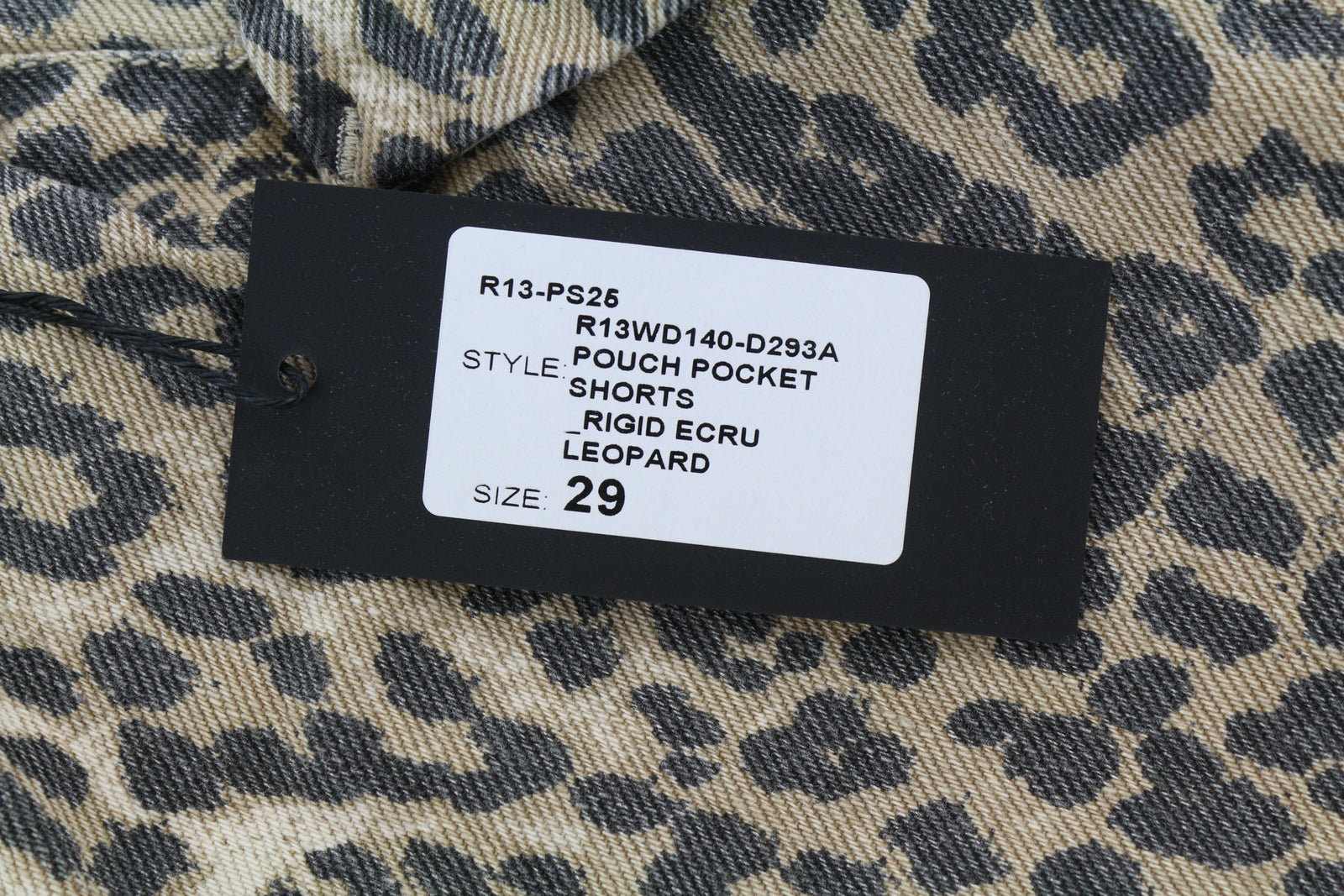R13 Pouch Pocket Women Shorts 29 Denim Rigid Leopard Print Turn-Up RRP$1029