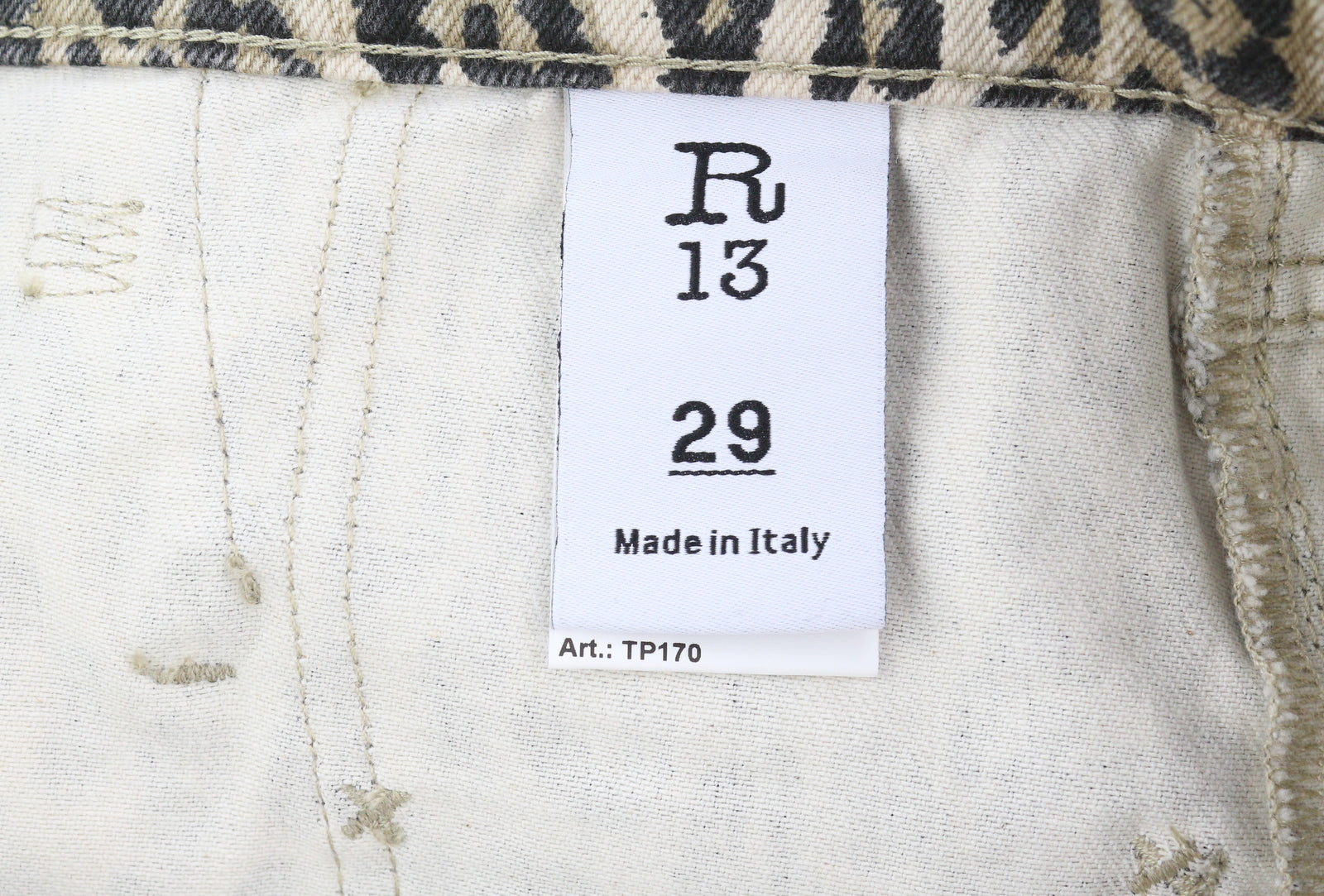 R13 Pouch Pocket Women Shorts 29 Denim Rigid Leopard Print Turn-Up RRP$1029