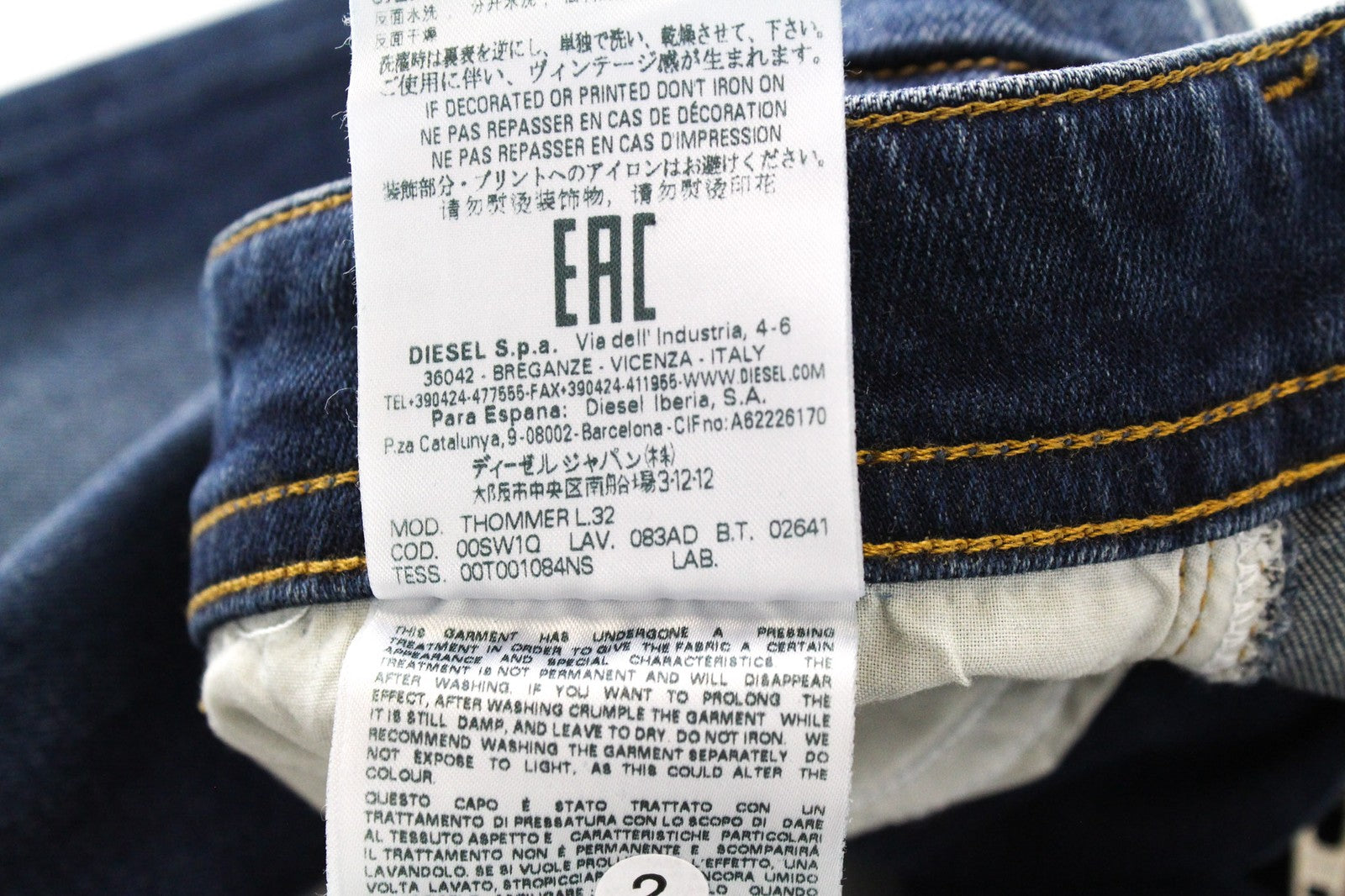 DIESEL Thommer 083AD Men's W26/L32 Slim Skinny Stretch Denim Blue Boys Jeans