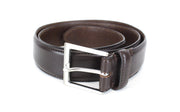 SUITSUPPLY Men's 85 cm Belt Brown Leather Square Metal Buckle Slim Classic