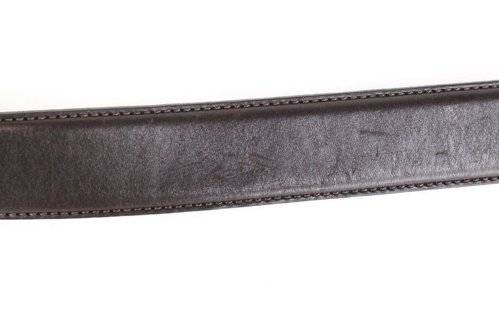 SUITSUPPLY Men's 85 cm Belt Brown Leather Square Metal Buckle Slim Classic