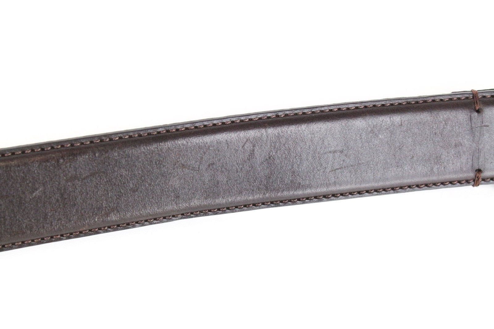 SUITSUPPLY Men's 85 cm Belt Brown Leather Square Metal Buckle Slim Classic