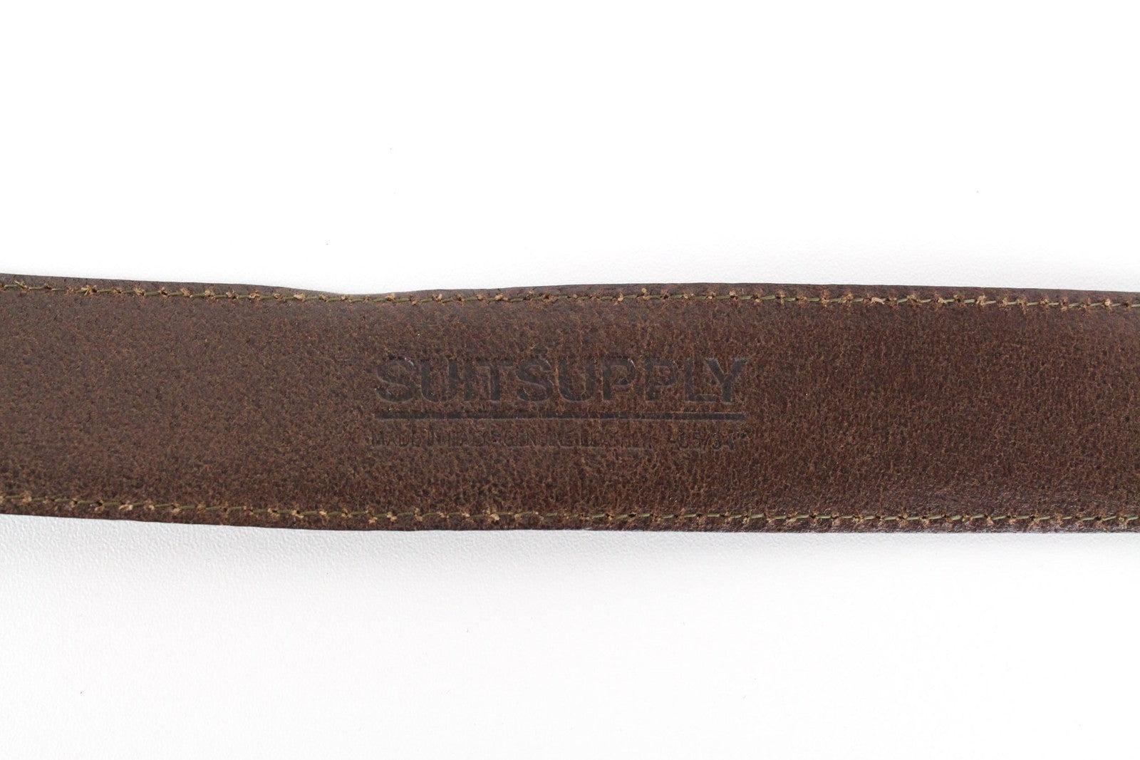 SUITSUPPLY Men's 85 cm Belt Brown Leather Square Metal Buckle Slim Classic