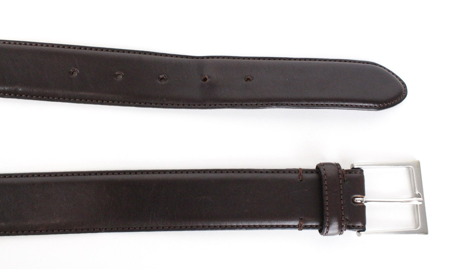 SUITSUPPLY Men's 85 cm Belt Brown Leather Square Metal Buckle Slim Classic